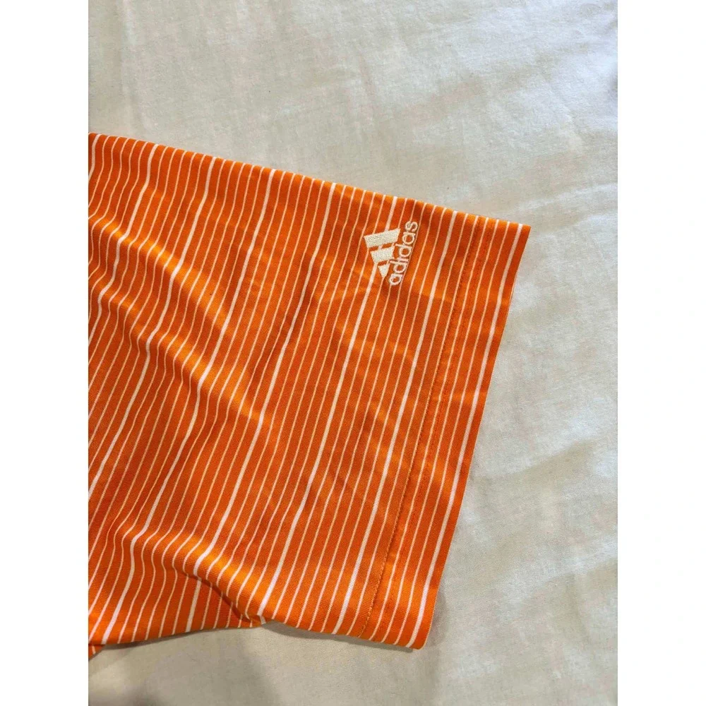 Adidas Golf Mens Climalite Polo Shirt Orange White Striped Dalton‎ Ranch Large